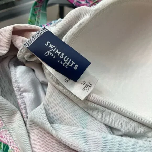 Swimsuits For All Women's Twist Front V-Neck Swimdress Hawaiian Floral Size 10 - Picture 10 of 16